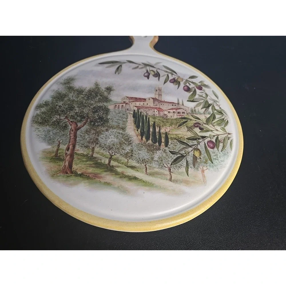 Vintage Sur La Table Olives Ceramic Trivet Cheese Tray Made in Italy